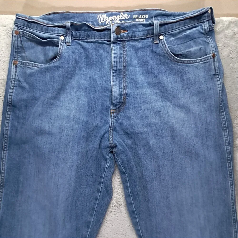 Wrangler Retro Jeans Men 39x35, Tag 38x36 Relaxed Bootcut Blue Denim Stretch